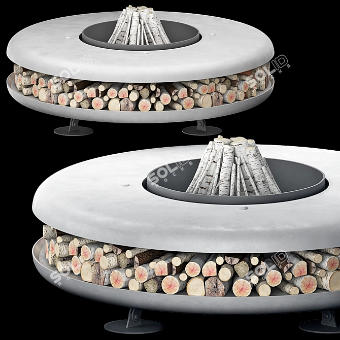 Lunar Blaze Steel Fire Pit 3D model image 1