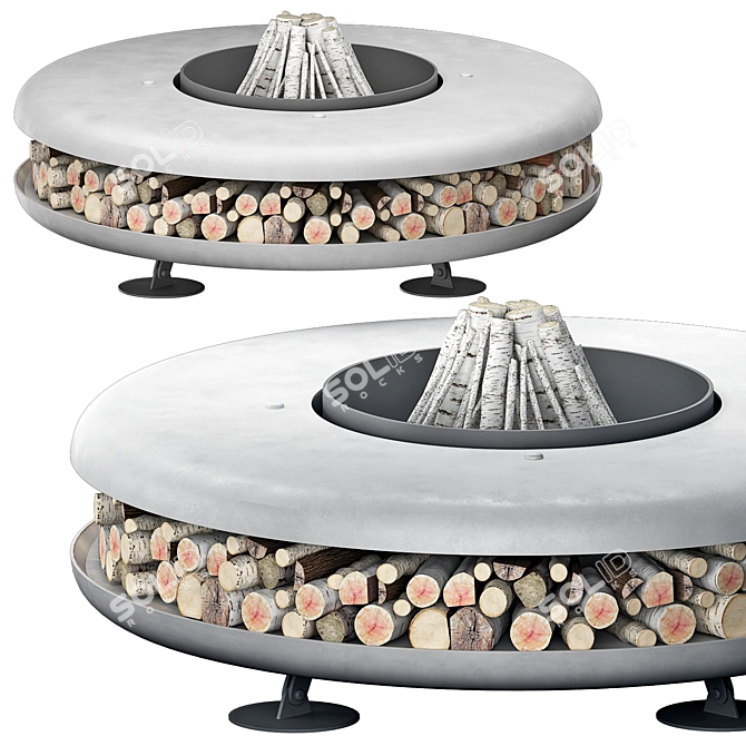 Lunar Blaze Steel Fire Pit 3D model image 2