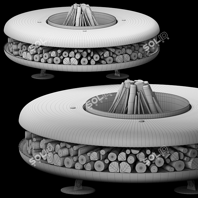 Lunar Blaze Steel Fire Pit 3D model image 3