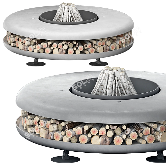 Lunar Blaze Steel Fire Pit 3D model image 5