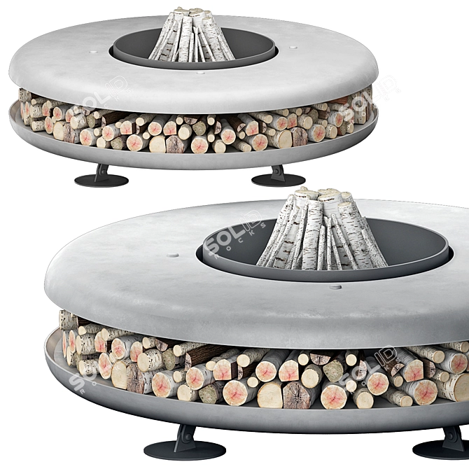 Lunar Blaze Steel Fire Pit 3D model image 6