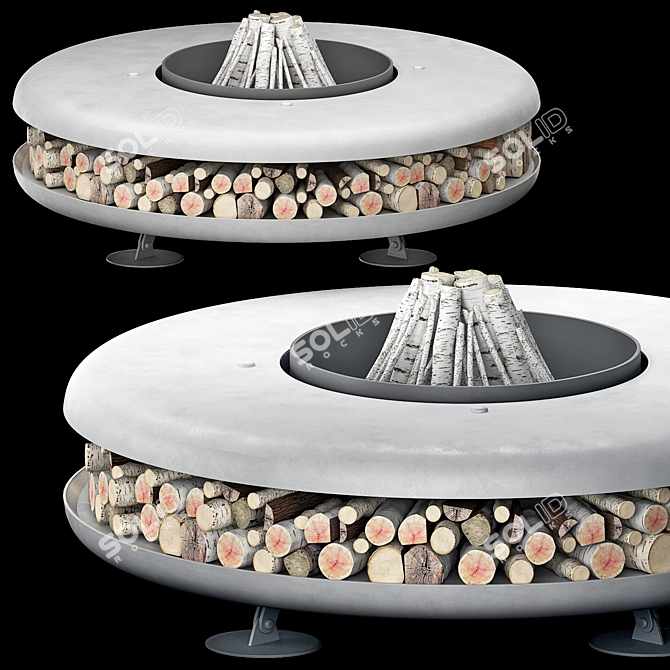 Lunar Blaze Steel Fire Pit 3D model image 7