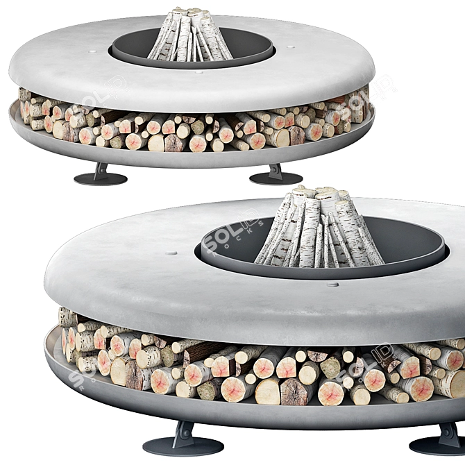 Lunar Blaze Steel Fire Pit 3D model image 8