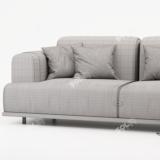 Modern Fabric Sofa With Chaise 3D model image 4