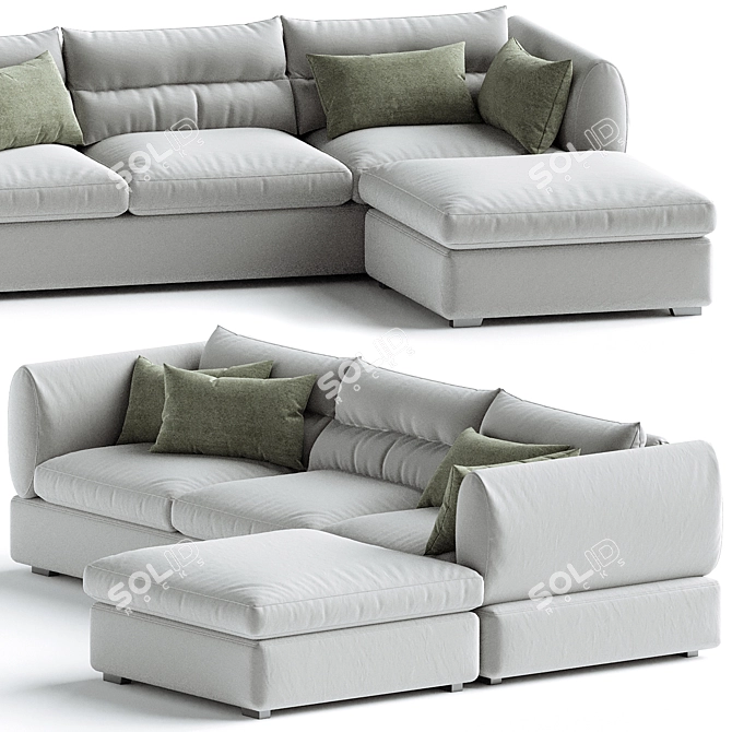 Parma Three-Seater Sofa Set 3D model image 2