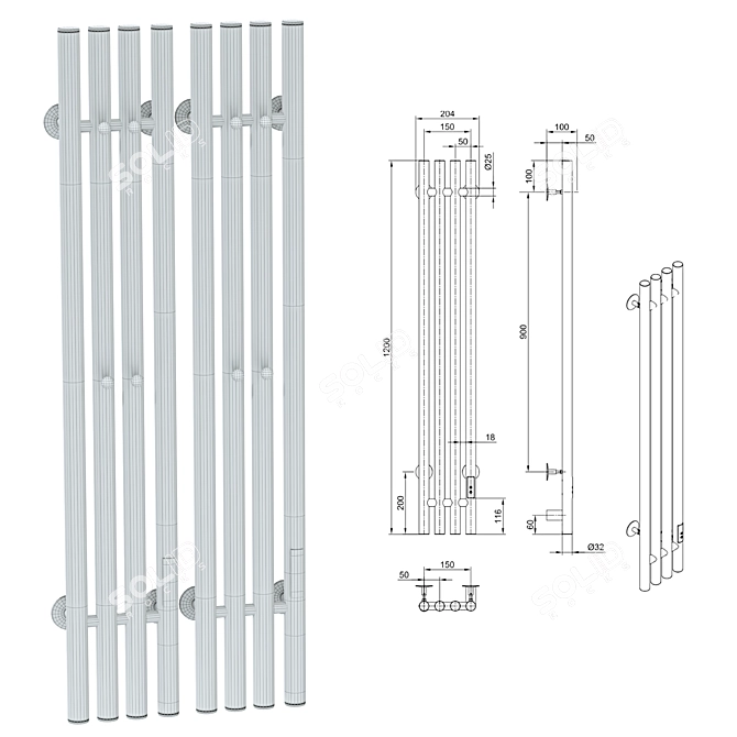 Electric Towel Warmer Penelopa V 3D model image 2