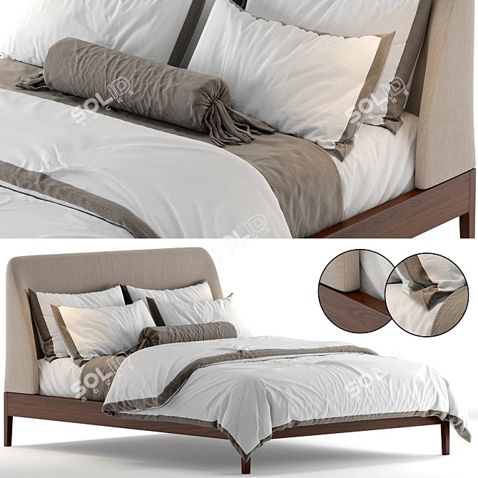 Elegant Upholstered Platform Bed 3D model image 1