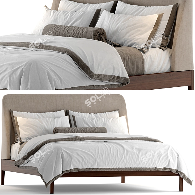 Elegant Upholstered Platform Bed 3D model image 2