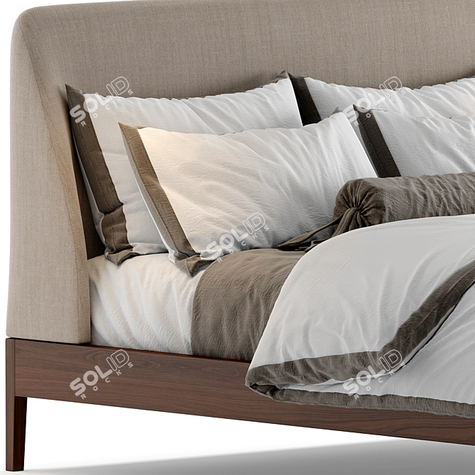 Elegant Upholstered Platform Bed 3D model image 3