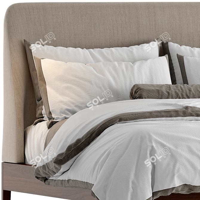 Elegant Upholstered Platform Bed 3D model image 4