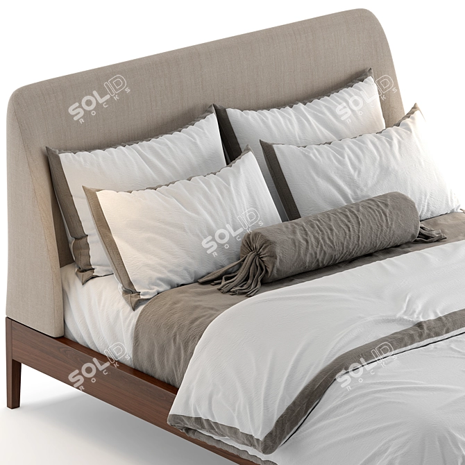 Elegant Upholstered Platform Bed 3D model image 5