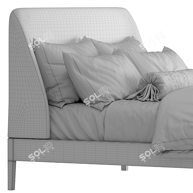 Elegant Upholstered Platform Bed 3D model image 6