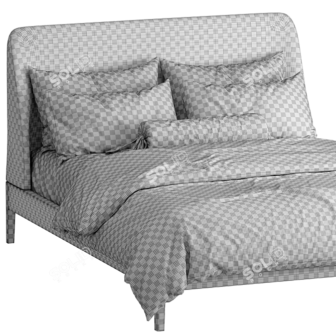 Elegant Upholstered Platform Bed 3D model image 7