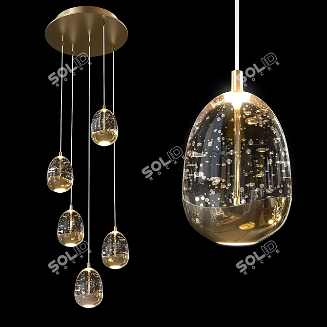 Champagne Glass LED Pendant Lamp 3D model image 1