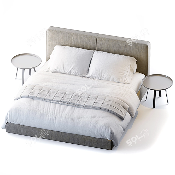 Elegant Double Bed by Flou 3D model image 2