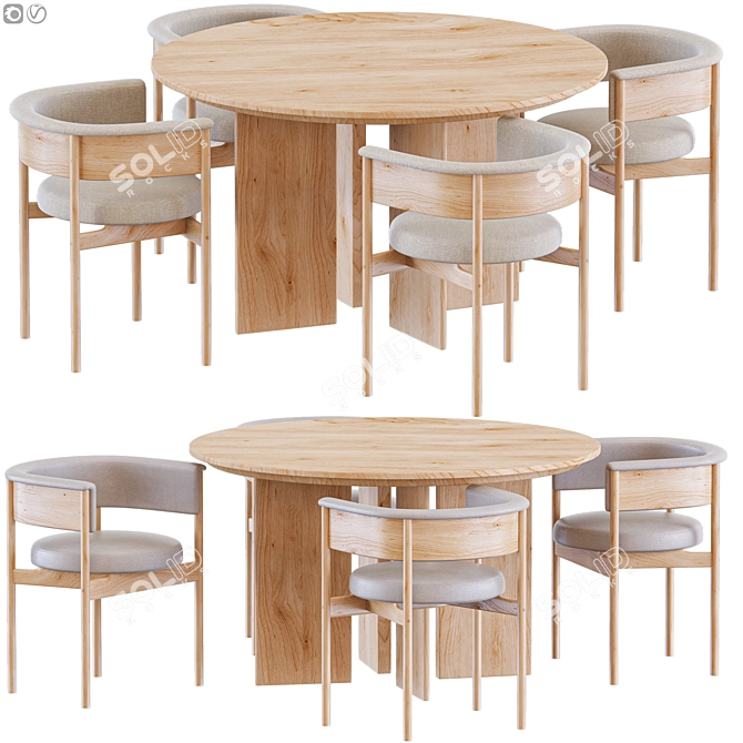 Modern Karimoku Dining Set 3D model image 1