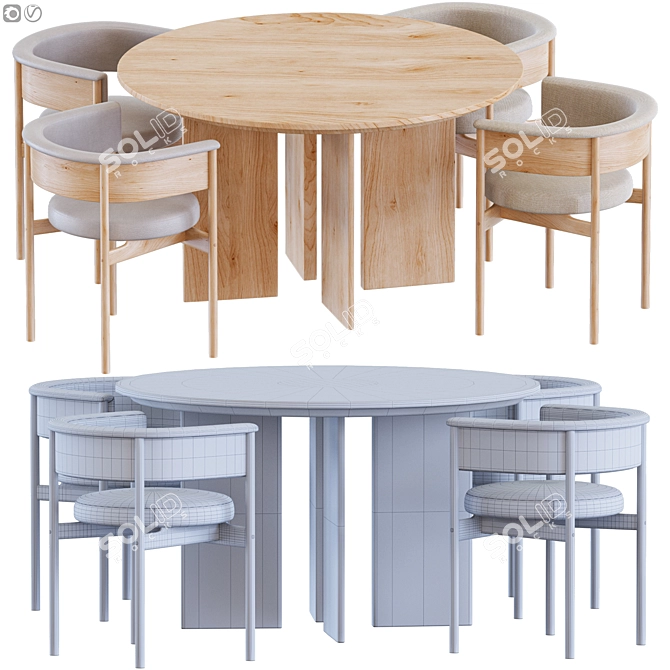 Modern Karimoku Dining Set 3D model image 2