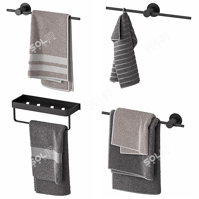 Bathroom Towels Set 3D Model 3D model image 2