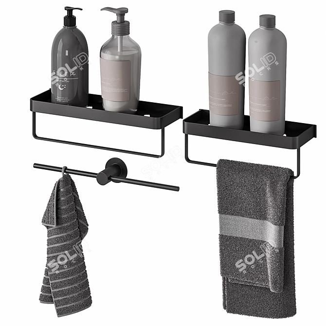 Bathroom Towels Set 3D Model 3D model image 4