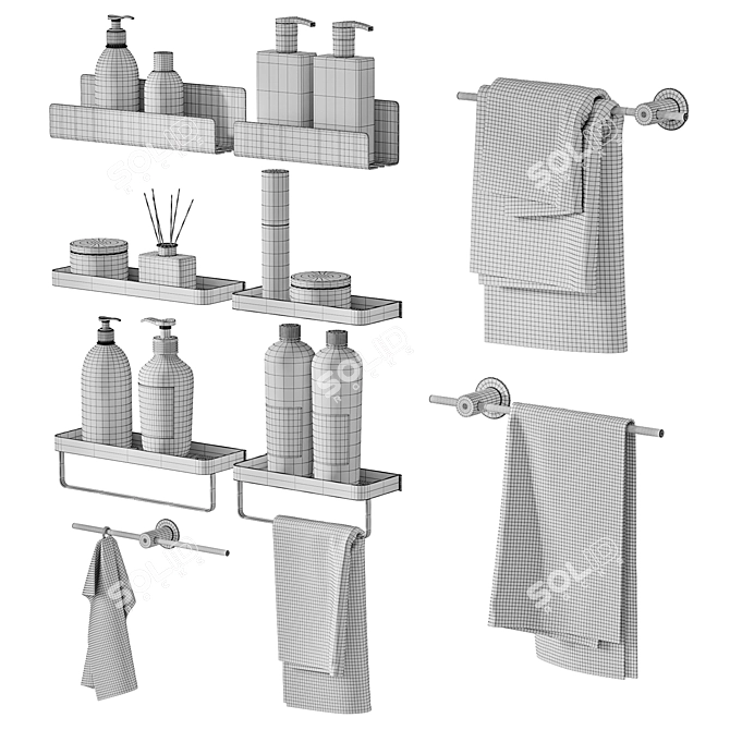 Bathroom Towels Set 3D Model 3D model image 5