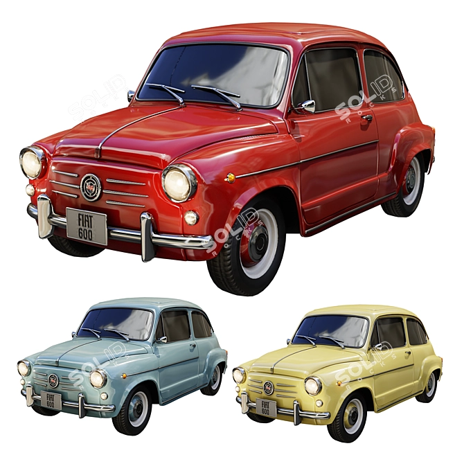 Fiat 600D 1965 3D Model 3D model image 1