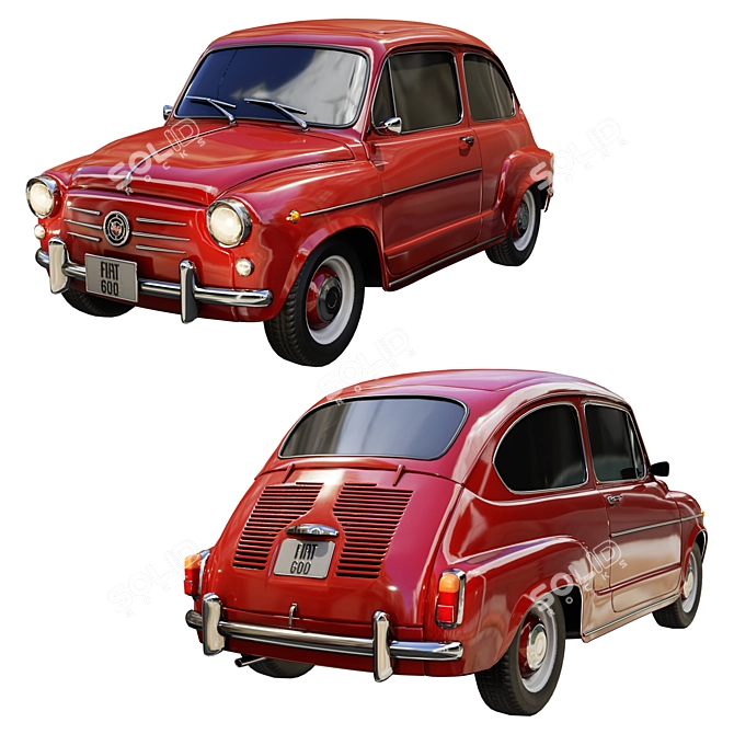 Fiat 600D 1965 3D Model 3D model image 2