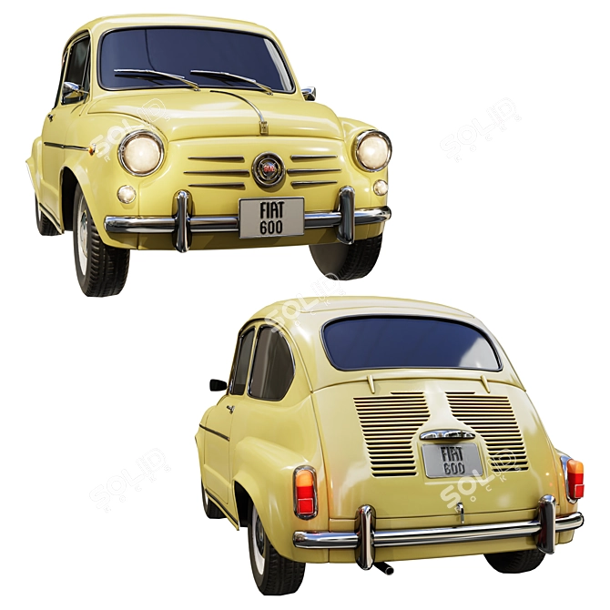 Fiat 600D 1965 3D Model 3D model image 4