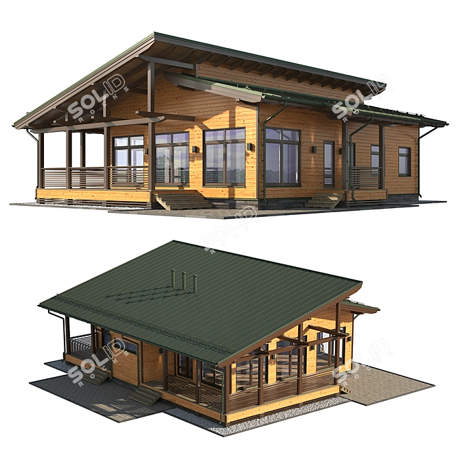 Rustic Cabin with Falz Roof 3D model image 1