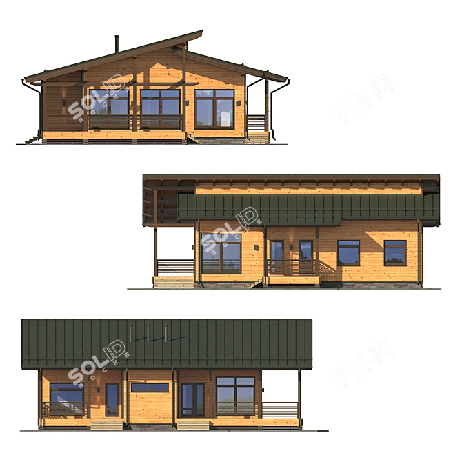 Rustic Cabin with Falz Roof 3D model image 3