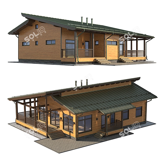 Rustic Cabin with Falz Roof 3D model image 9