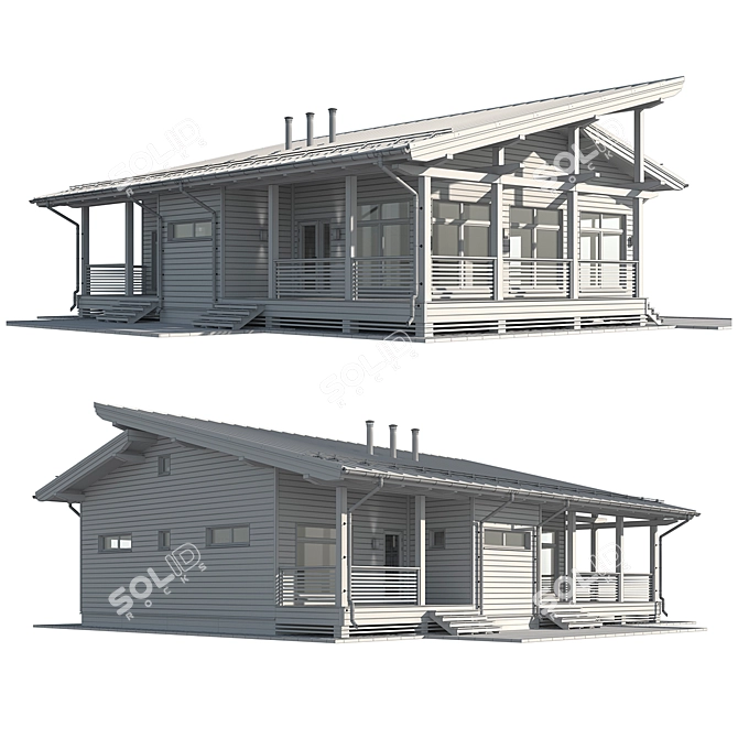 Rustic Cabin with Falz Roof 3D model image 10