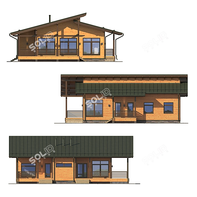 Rustic Cabin with Falz Roof 3D model image 11