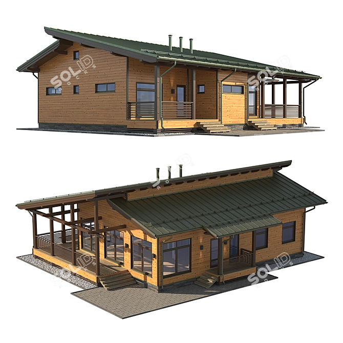 Rustic Cabin with Falz Roof 3D model image 13