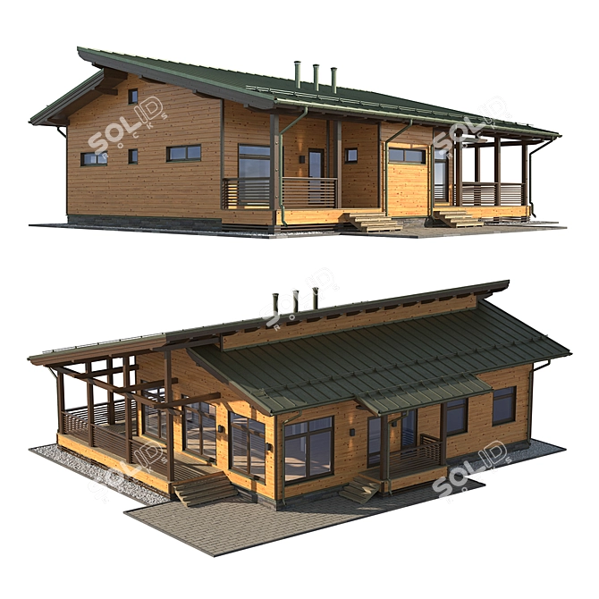 Rustic Cabin with Falz Roof 3D model image 17