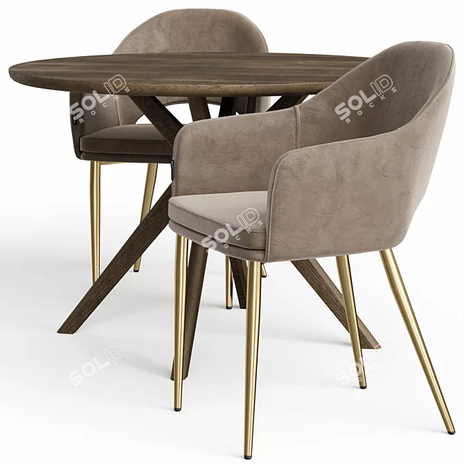 Customizable Color Chair and Table 3D model image 2