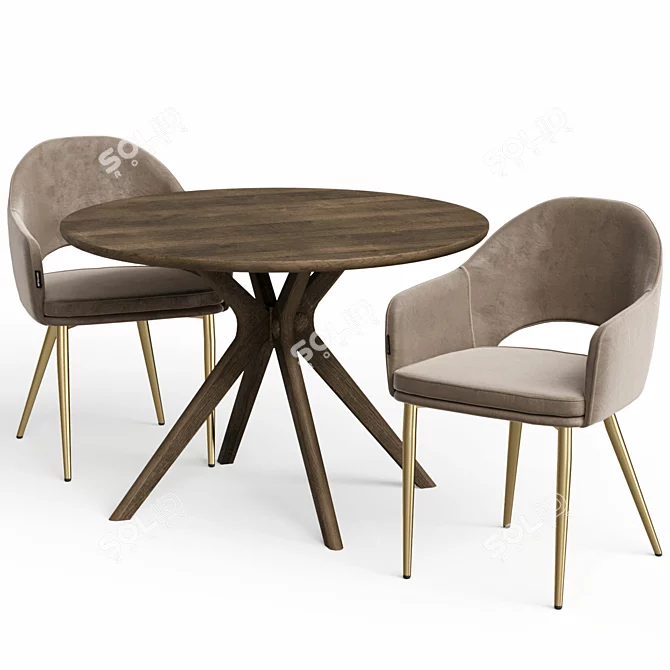 Customizable Color Chair and Table 3D model image 3