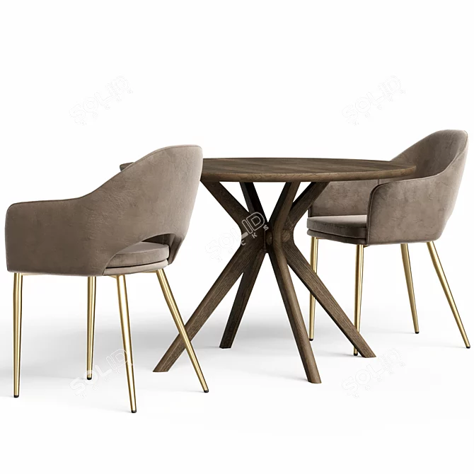 Customizable Color Chair and Table 3D model image 4