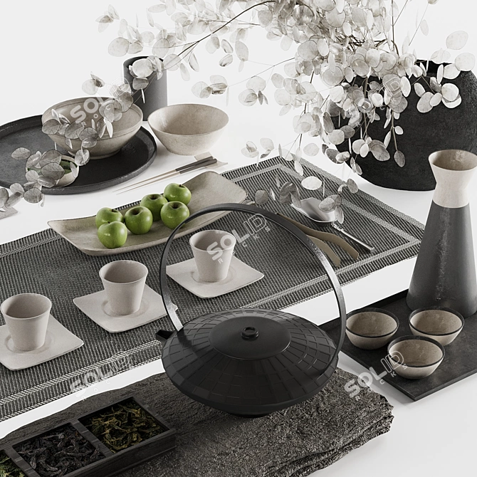 Modern 22-piece Tableware Set 3D model image 2