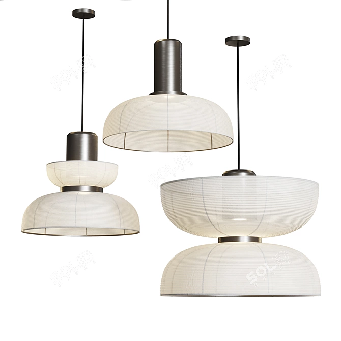 Zen Fabric Pendant Lights A 3D model image 1