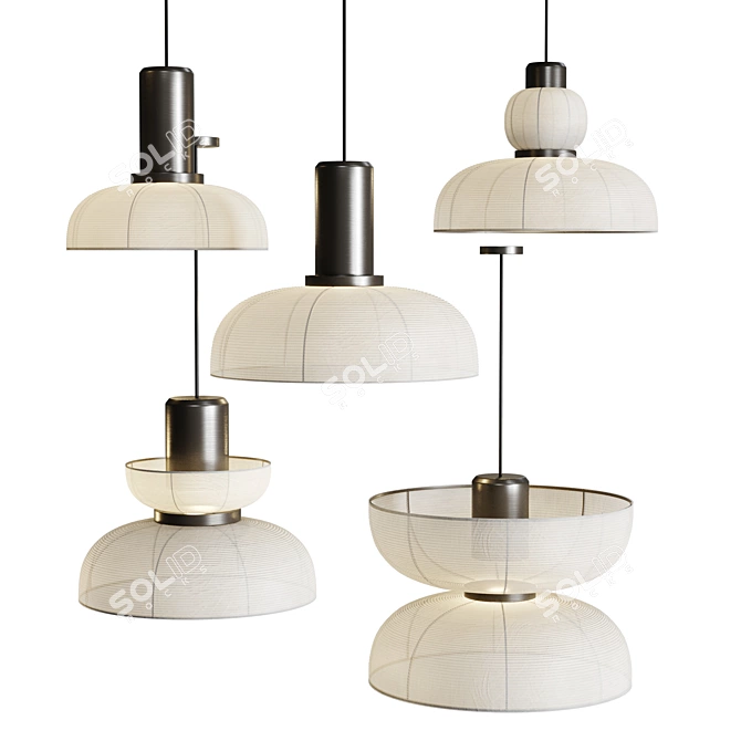 Zen Fabric Pendant Lights A 3D model image 2