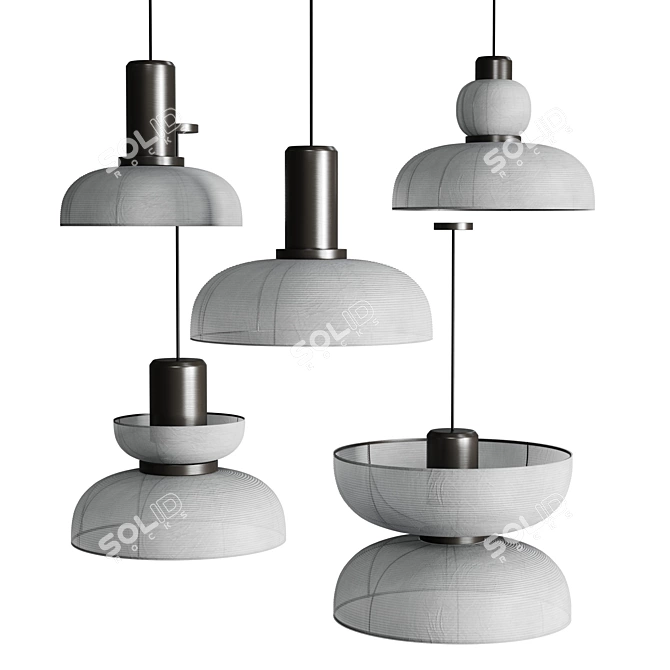 Zen Fabric Pendant Lights A 3D model image 3