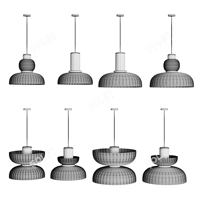 Zen Fabric Pendant Lights A 3D model image 6