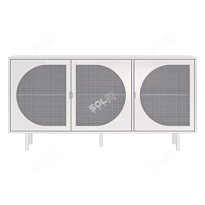 Modern Rattan Sideboard in Pink 3D model image 3