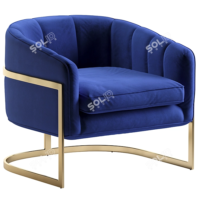 Luxurious Carter Velvet Accent Chair 3D model image 2