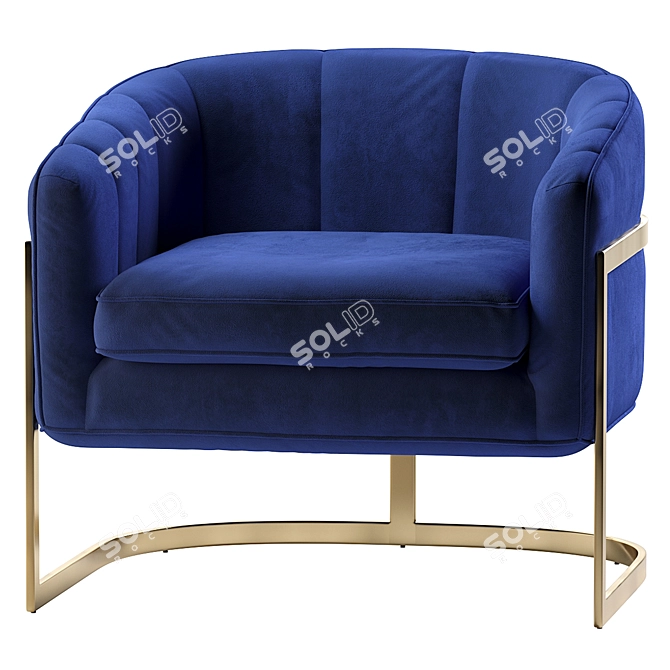 Luxurious Carter Velvet Accent Chair 3D model image 3