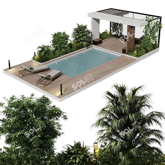 Poolside Oasis Furniture Set 3DsetMax 3D model image 1