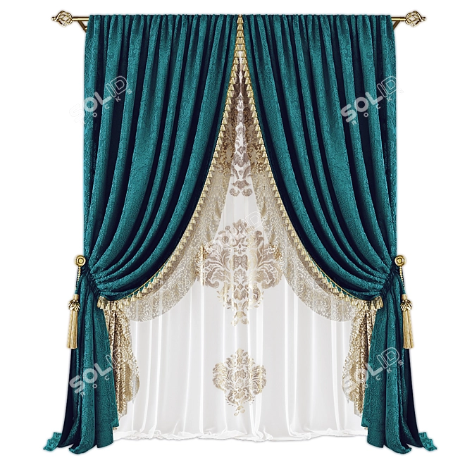 Elegant Window Curtains Set 3D model image 1