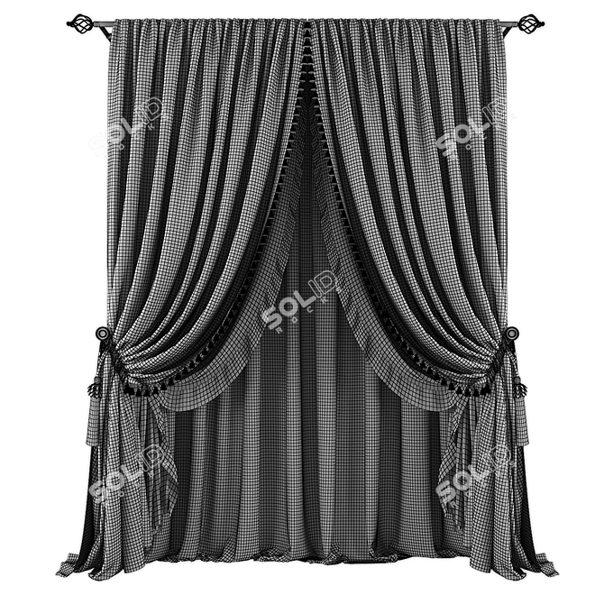 Elegant Window Curtains Set 3D model image 2