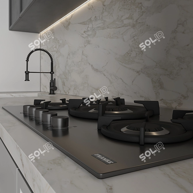 Modern Kitchen with Appliances Set 3D model image 4