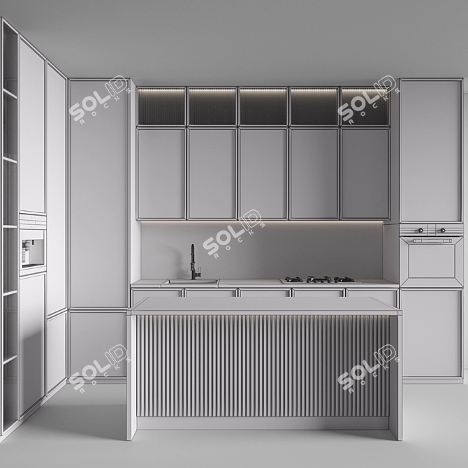 Modern Kitchen with Appliances Set 3D model image 5